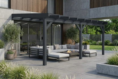 Terrasoverkapping hout 800x400cm dubbel web antraciet