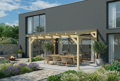 Terrasoverkapping hout 400x250cm VSG naturel