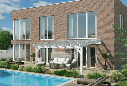 Terrassenüberdachung Holz 400x350cm Doppelsteg weiß – steda