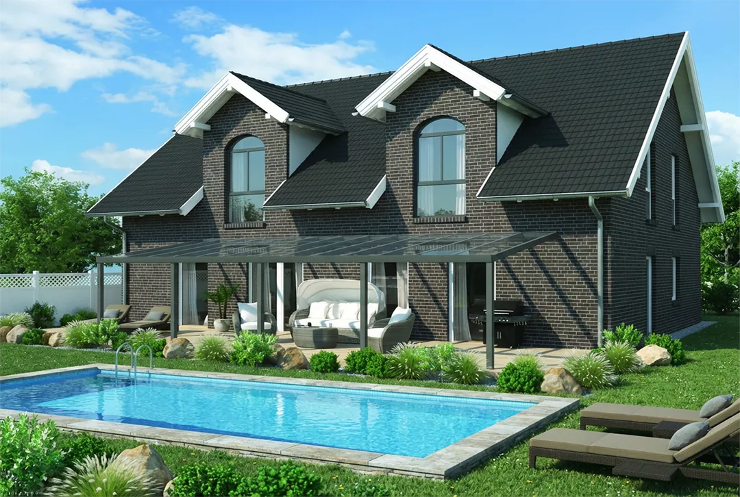 Aluminium terrasoverkapping 1000x500cm met gelaagd veiligheidsglas