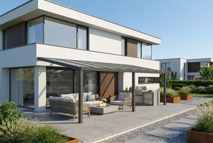 Terrasoverkapping aluminium 800x350cm dubbel web antraciet