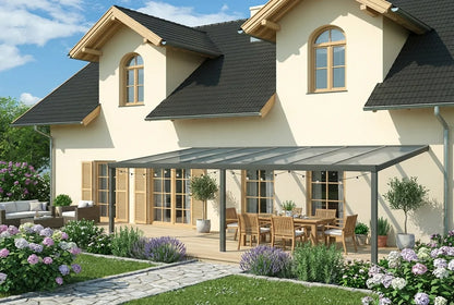 Terrassenüberdachung Aluminium 700x500cm Doppelsteg weiß – steda
