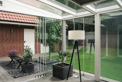 Glazen schuifwand wit (RAL 9016) 8mm