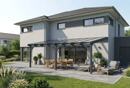 Terrasoverkapping hout 600x450cm dubbel web antraciet