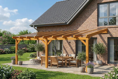 Terrasoverkapping hout 700x250cm VSG licht eiken