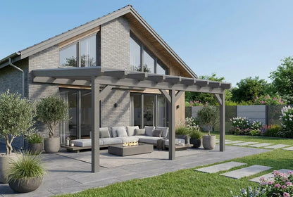 Terrasoverkapping hout 700x250cm dubbel web grafietgrijs