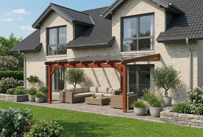 Terrasoverkapping hout 400x450cm VSG teak 