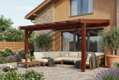 Terrasoverkapping hout 400x350cm dubbele brug teak