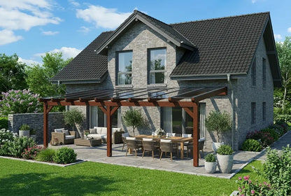 Terrasoverkapping hout 800x350cm VSG teak