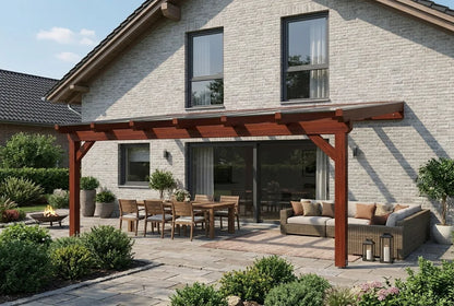 Terrasoverkapping hout 400x300cm VSG teak