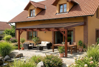 Terrasoverkapping hout 400x400cm VSG teak