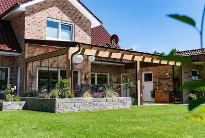 Terrasoverkapping hout 400x500cm VSG naturel