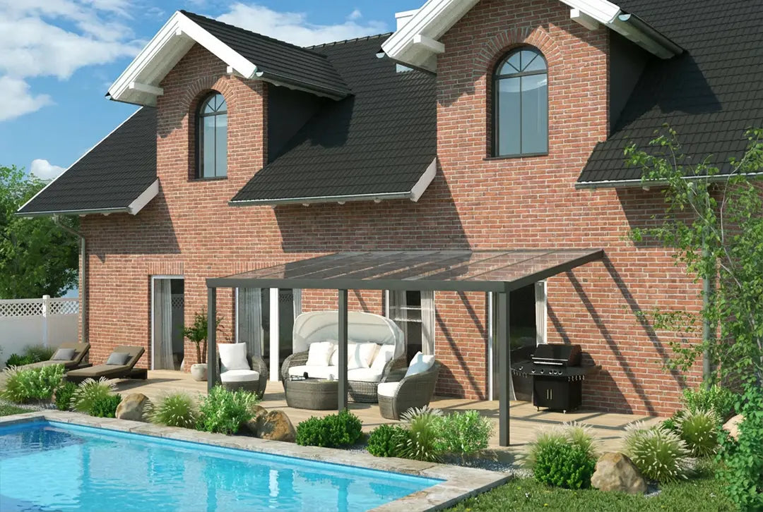 Terrasoverkapping 6x3m aluminium wandbevestiging, topverkoper