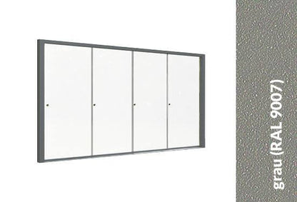 Glazen schuifwand grijs (RAL 9007) 10mm, versie 2024