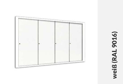 Glazen schuifwand wit (RAL 9016) 10mm, versie 2024