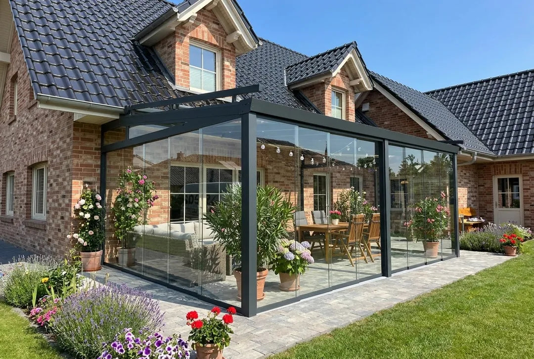 Terrasoverkapping van aluminium voor wandmontage