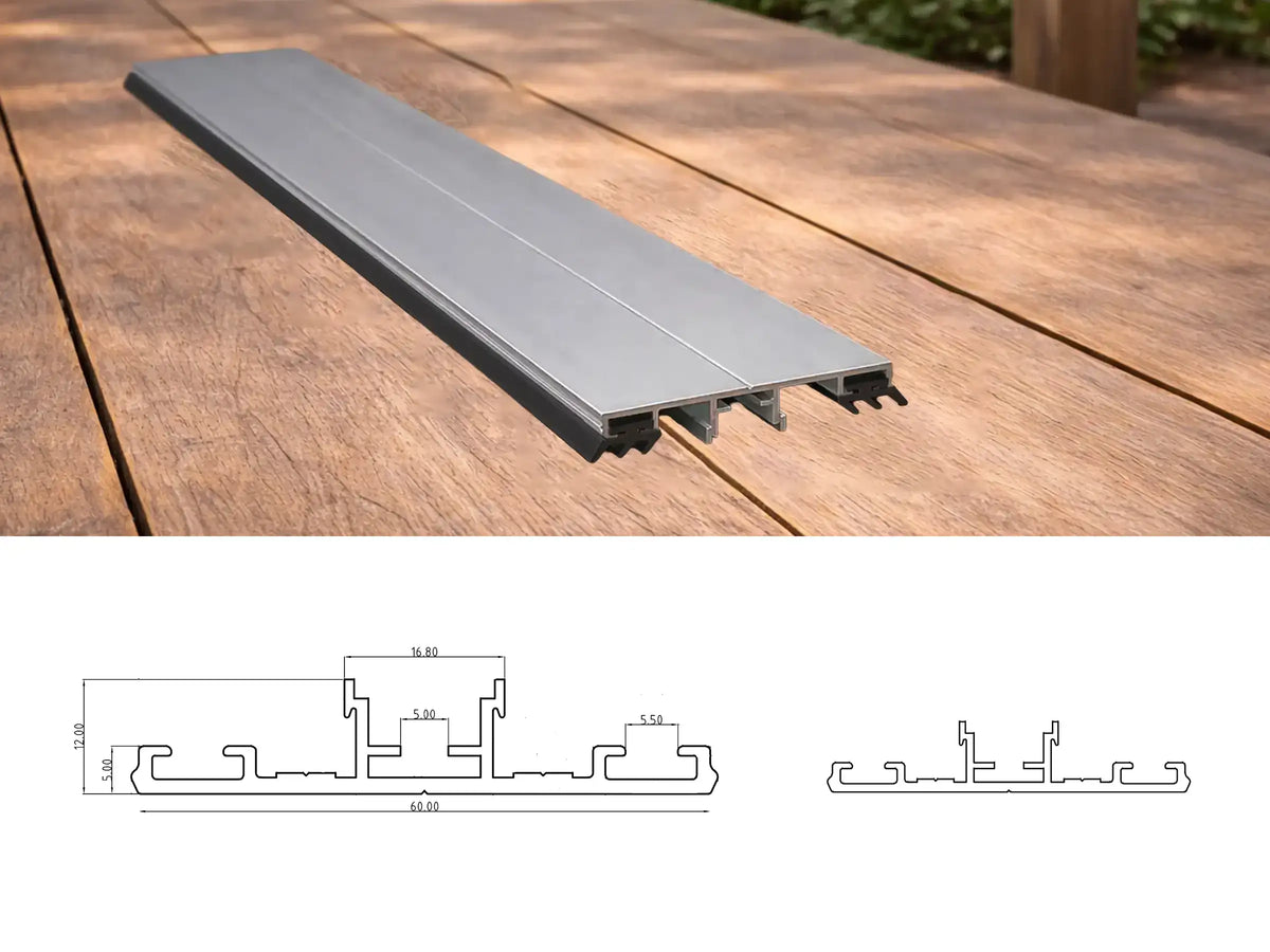 Aluminium middenprofiel complete set voor LSG 8-12 mm geanodiseerd
