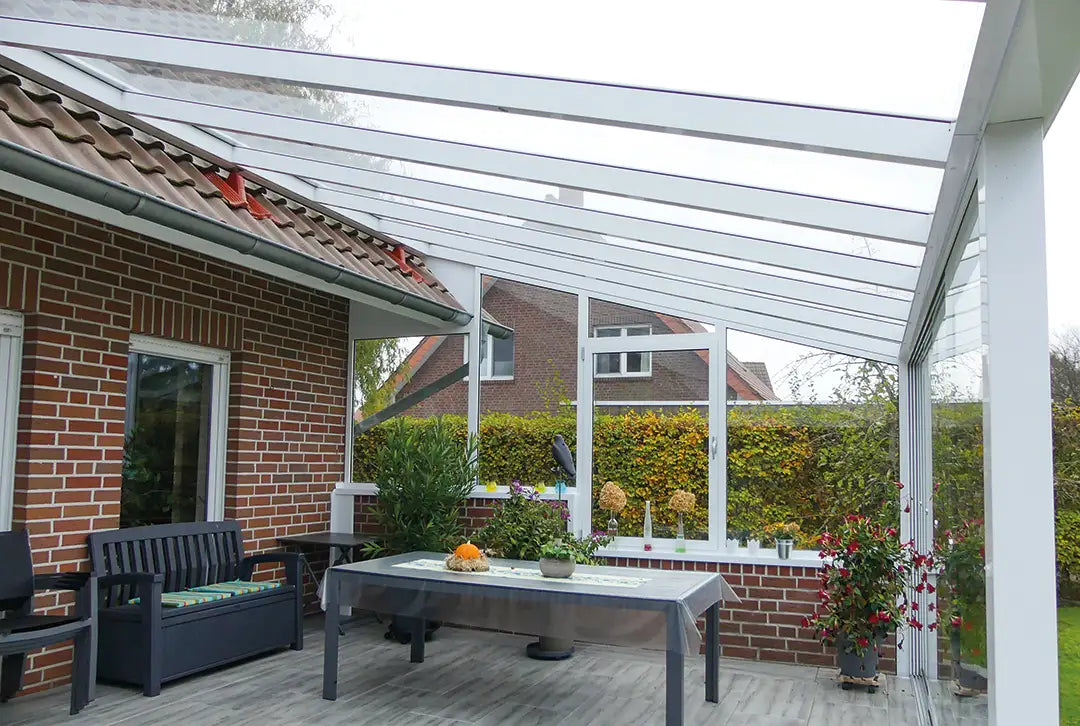 Terrasoverkapping aluminium 800x250cm VSG wit