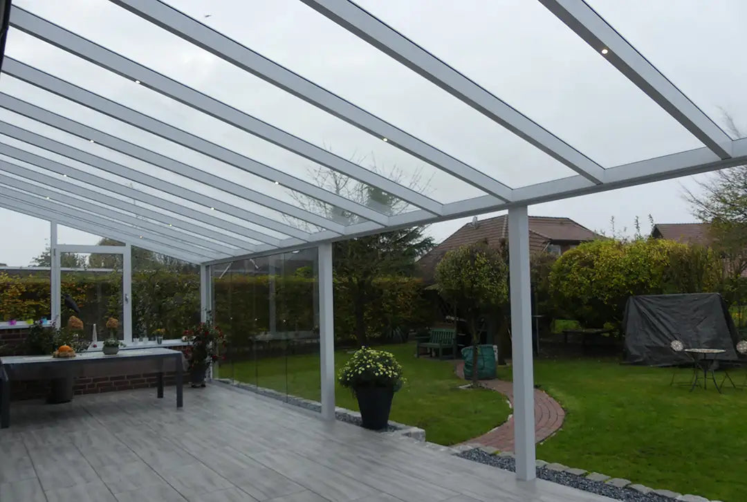 Terrasoverkapping aluminium 600x350cm VSG wit