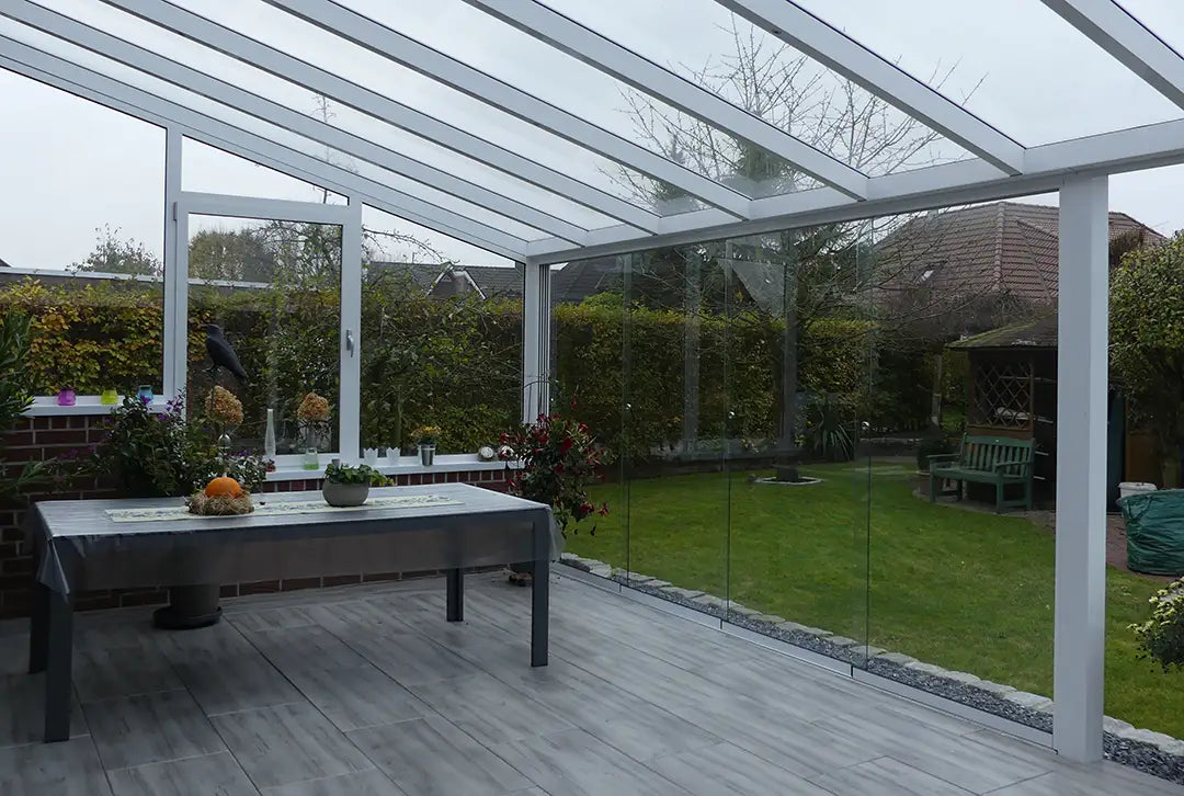 Terrasoverkapping aluminium 700x300cm VSG wit