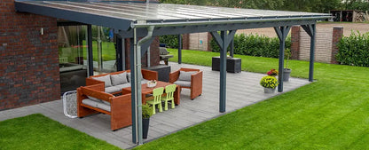 Terrasoverkapping hout 600x500cm VSG naturel