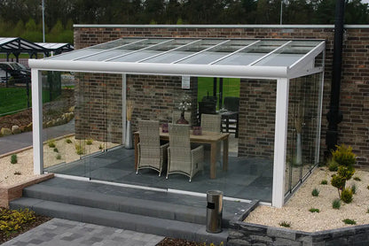 Terrasoverkapping aluminium 600x350cm VSG wit