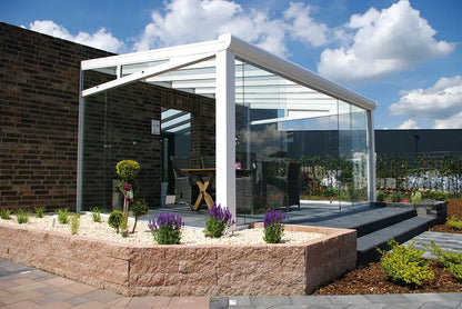 Terrasoverkapping aluminium 400x450cm dubbel web wit