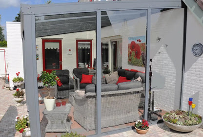 Feste Seitenwand grau (RAL9007) inkl. Sicherheitsglas