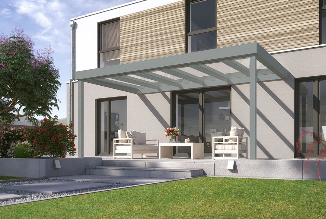 Terrassenüberdachung Flachdach 5x3m Wandanbau